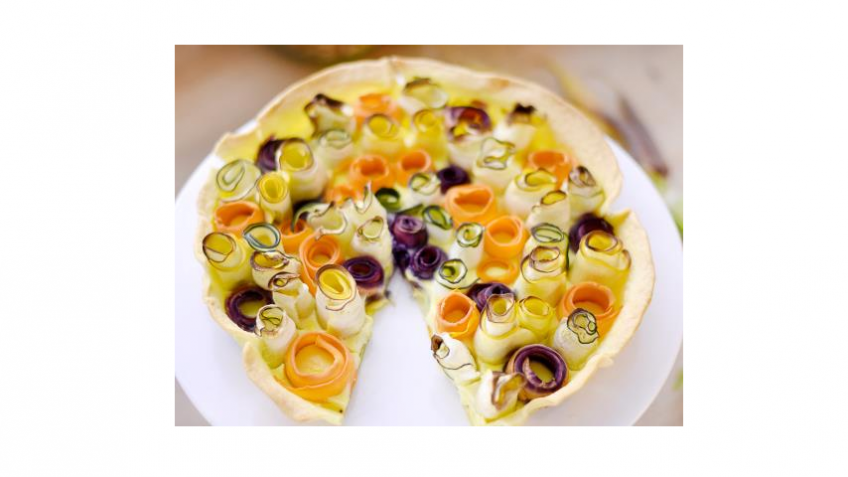 tarte aux fleurs de carottes et courgettes