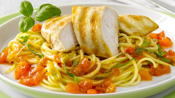 Blanc de poulet et spaghetti aux légumes ⋆ Mr Cook
